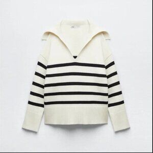 Zara V-Neck Striped Knit Sweater